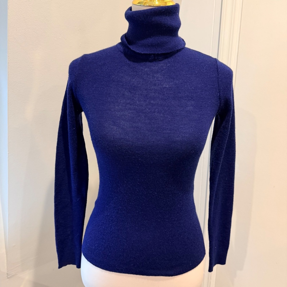 Vintage Bloomingdale's Royal Blue Turtleneck Sweater Slim Fit | Size S